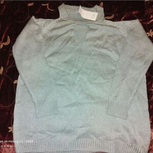 Tobi Soft Gray Open Shoulder Sweater